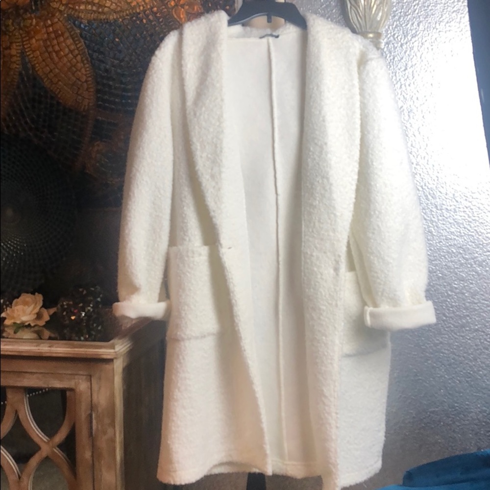 Oversized white teddy coat